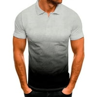 Fonwoon Muške vrhove Sportska majica Lapel 3D gradijentna majica kratkih rukava Muška odjeća Trupci