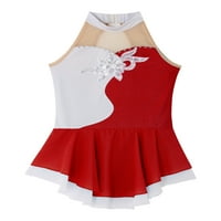 Renvena Kids Girls Mress Splice sjajna figura klizačka haljina Konkurencija Dnevni kostimi Red 10