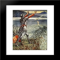 Kralj Arthur Sir Bedivere bacajući bacajući bacač u jezero uramljeno umjetničkim otiskom od Walter Cranea