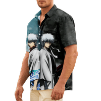 Muškarci i dječaci Havajski košulje Anime Gin Tama Ispiši casual skrozleeve gumb-dolje Havajske košulje