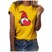Valentinovo košulje posade za žene Ležerne prilike Udobne labave košulje Top kratkih rukava Gnomes Heart
