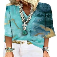 Bluza s rukavima za žene Ljeto Loose Tunic Majica V izrez Torba za bluzu za rad Tee