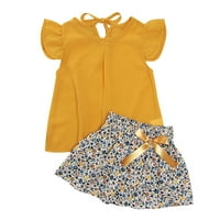 Dječja djevojka odjeća Dječja postavlja vrhove za bebe Ruffled Outfits Bow cvjetni odjeća i set
