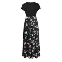Ženski patchwork Maxi podne haljine cvjetni ispis vintage trendu haljine casual labav haljina s kratkim