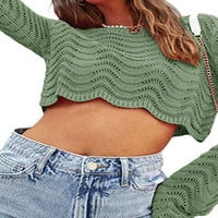 Ženski pulover Y2K rebrasti obrezirani pleteni kapljični val val pleteni usjev gornji krevet s majicom