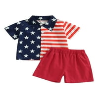 TODDLER Baby Boy 4. jula Outfit American zastave Kratko kravlje rukavice s majicom Skraćenice se postavljaju
