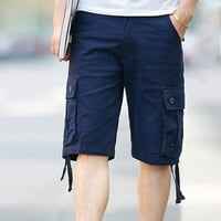 Muške staklene odjeće Torbes Regular Fit Solid Color Elastic Elastična struka Zipper Multi-džepovi Kratke
