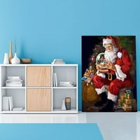 Posteri i printov Santa Claus Slike Santa Claus Nakit Holding Crystal Ball Painting Merry Božić Art