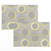 Posteljina pamučna plakena - solarno žuto Sredino stoljeće Sivo mod Moderni apstraktni krugovi Ispiši