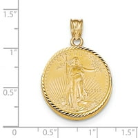 Čvrsta 14K žuto zlato dijamant-rez 1 4Ae Bezel Coin