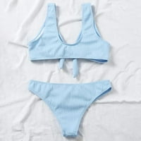 Corashan ženska ljetna modna seksi solidna slova struka Bowknot Vest Bikini set kupaćih kostimi