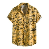 Muške modne majice dole Ležerne tipke Labava majica tiskana gornja ljetna bluza s kratkim rukavima s