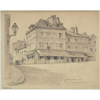 Ferdinand Boberg Black Moderni uokvireni muzej Art Print pod nazivom - Place Du Tertre i Rue du Mont Cenis, Montmartre