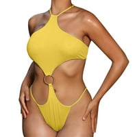 Kupaći za žene New Bikini Crisscross Solid Boja Viseći vrat čipke za kupanje