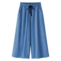 Wavsuf ženske hlače plus veličine traperica sa džepovima Capri tamno plave hlače veličine 3xl