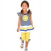 Cvjetna odjeća Daisy Girls Kids Pant Stripe Top Majica Bow Set Girls Outfits & Set