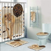 Safari Tiger sa afričkim plemenskim ikonom Etnička divlja priroda Kupatilo za kupanje za kupanje ručnik