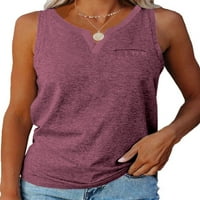 Glonme ženske pune boje casual t majica labava bluza za plažu sa džepnim dnevnim nošenjem TEE Ljetni
