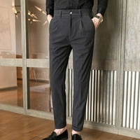 Modne muške pantalone od vitkih koduloja Business Suit Hlaće, casual golf hlače tamno siva xxl