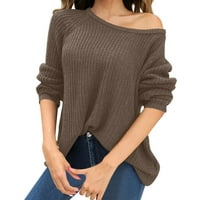 SNGXGN Ženski pleteni pulover s dugim rukavima s dugim rukavima Crewneck Color Pulover Pljuskovi džemper