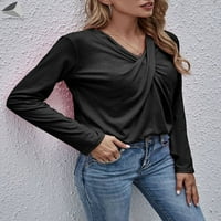 Sixtyshades ženske ležerne tunike dugih rukava Vrući VACT T-majice Prednji uvijni čvor labavi bluze