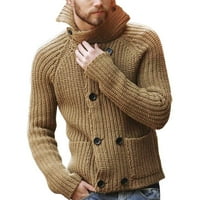 Kali_store Cardigan Muškarci Vintage Muški Casual Udobni fit Cardigan džemper Shawl ovratnik Soft Fabric
