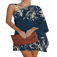 Rejlun Ženska majica Haljina Stherppy Sundress bat rukave kratke mini haljine labave boje u boji plaža Navy Blue XL