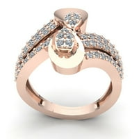 Prirodno 1.5ctw okruglo Diamond Dame Dame Bridal Fancy Accent Angažman prsten Čvrsta 14k ruža, bijela