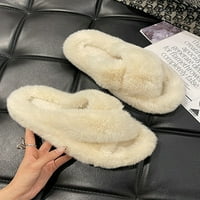 WAZSHOP Ženska kuća Sliper Otvoreni nožni papuče za papuče na papuče modne ravne plišane sandale dame