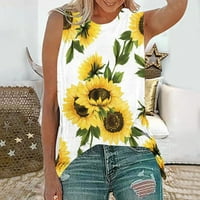 Ženska grafička majica za suncokret Cvjetni uzorak Tors Ležerne prilike bez rukava ljetni vrhovi Odmor