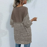 Ženske modne džempere za žene plus veličine srednjeg duljine labavo okrugli vrat pulover Lazy stil kontrastne
