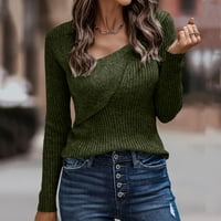 Čvrsti patchwork omotači za žene za žene Slim Fit džemper asimetrični vrat dugih rukava pulover Ekegant