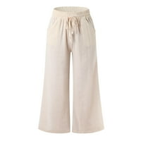 Teretne hlače Žene Žene Ležerne prilike, pune boje crteže pamučne hlače s džepovima hlače za žene