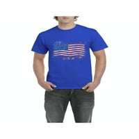 - Muška majica kratki rukav, do muškaraca veličine 5xl - Američki zastava SAD-a u zlatu