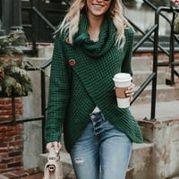 Slatke ženske vrhove pada žene dugih rukava, pulover na vrhu majica bluza košulja pletena džemper zelena