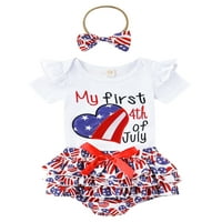 Xkwyshop Dan nezavisnosti Outfit Newborn Baby Girl 4. srpnja Vez za veznjak Roadper + ruffles Hratke
