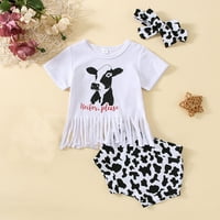 FVWitlyh Baby Girl Poklon set Toddler Ljeto Dječja Dječja odjeća Set Slatka krava Crna kratkog rukava