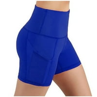 Fnohy ženske kratke hlače Yoga kratke hlače plus veličina dama Čvrsti džep High-struk Hip Stretch galpe