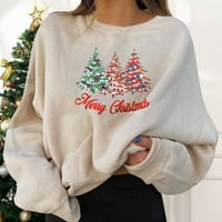 Dukseve za žene Božićne praznične pulovere Fun Graphiprint Crew izrez duge rukave pokloni duksevi