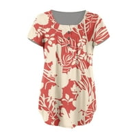 Ženski vrhovi bluza cvjetni kratki rukav srodne žene majice V-izrez ljeto crvene s