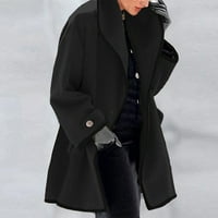 Ženski kaput modni zimski dugi rukav otvoren kardigan boja casual vune