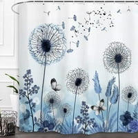 Plavi cvjetni tuš za zavjese akvarel maslačak Divlji krugovi biljni seoski kuća vodootporna tkanina