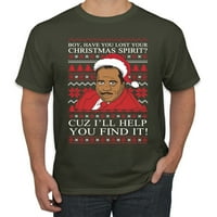 Božićni duh pomoći ću vam da ga pronađete ružni božićni džemper Muška grafička majica, vojna zelena,