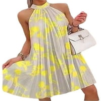 Sanviglor Ženske kratke mini haljine Cvjetni ispis tender haljina Halter ljetna plaža Sundress Loose