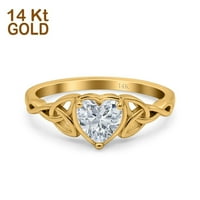 14k zlatni srčani keltski vjenčani vjenčani prsten simulirani cz veličine 10