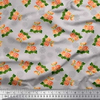 Soimoi Zelena svilena tkanina Snowflake & Grandiflora Roses Cvjetni ispisani tkaninski dvorište širom
