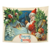 Crveni stari božićni pozdravi Santa Claus izrada dostava oko vintage klasične elf zidne umjetnosti viseći
