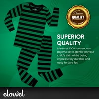 Elowel pidžama set za dječake i djevojke Spavaće odjeće PJS pamučna zelena i crna pruga veličine