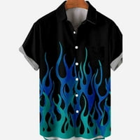 Havajska majica Plamen Ispiši labavi 3D košulje plave plamene majice s kratkim rukavima