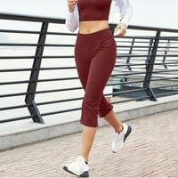 Tajice za žene Visoka struka podizanja sa džepovima Solid boja joga workout hlače